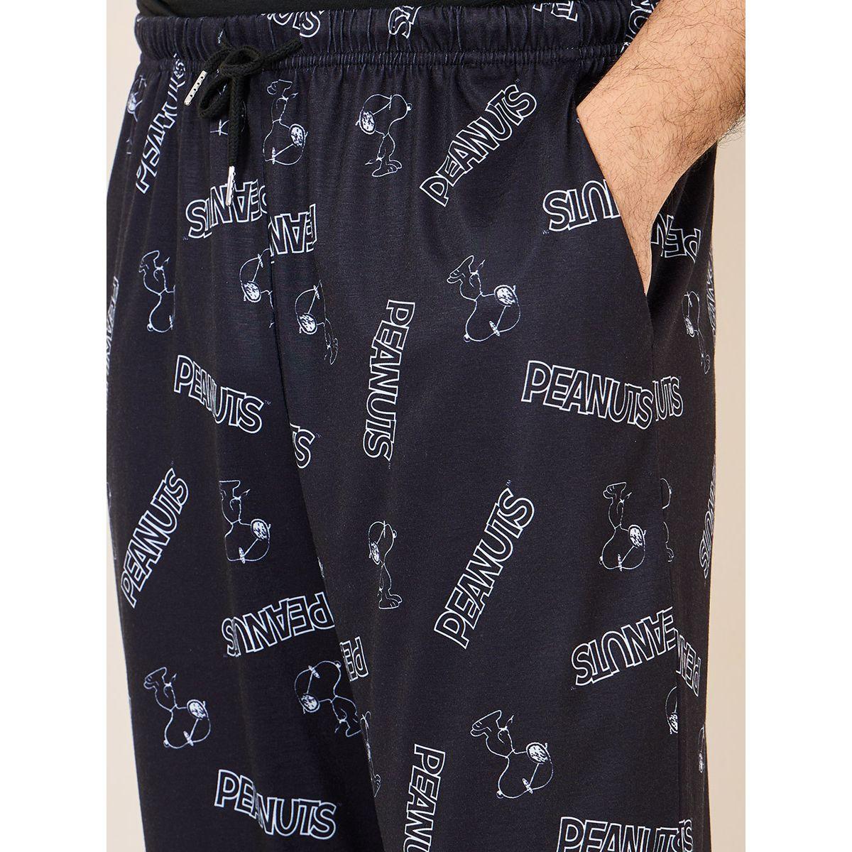 Styli Unwind Peanuts Character Print T-shirt and Straight Pyjama Sets-men-clothing-nightwear-sets-image-6