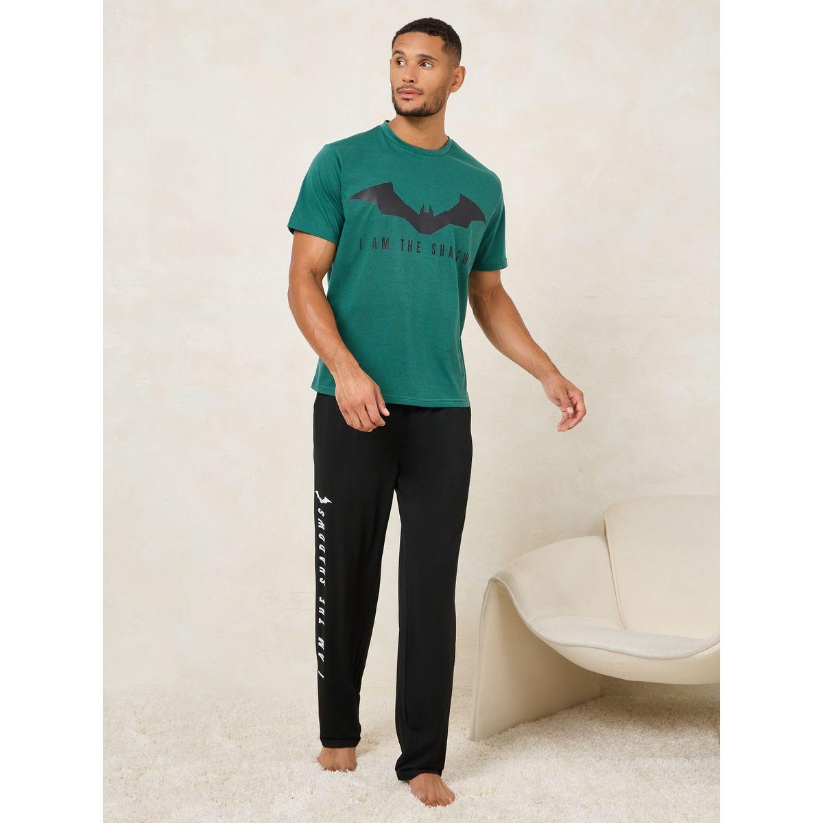 Styli Unwind Batman Character Print T-Shirt & Straight Pyjama Set-men-clothing-nightwear-sets-image-1