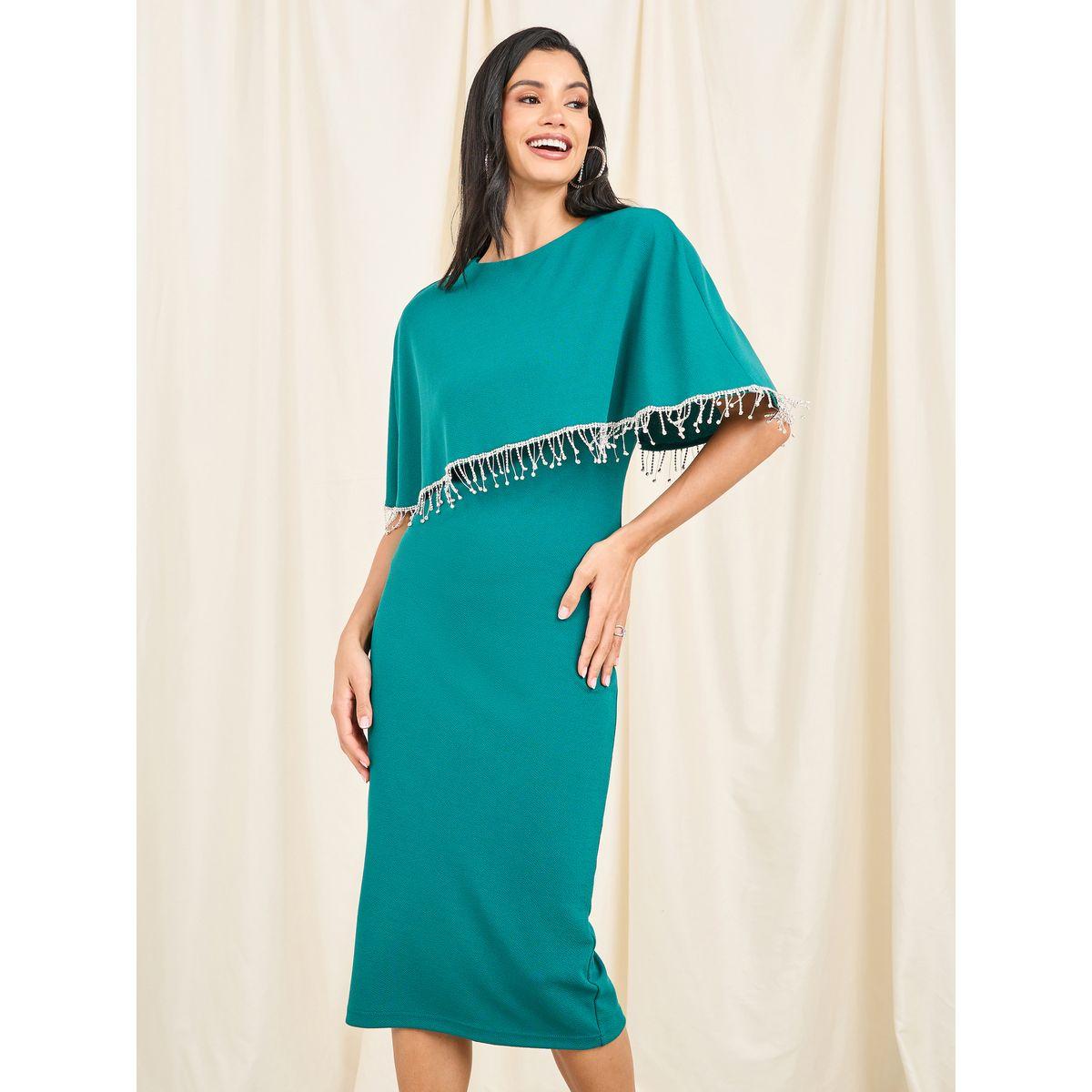 فستان ميدي ضيق مزين بشراشيب-women-clothing-dresses-image-2