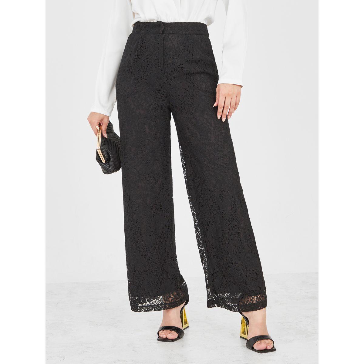 Styli Limited Lace Detail Wide Leg Trouser-women-clothing-bottoms-trousers-image-1