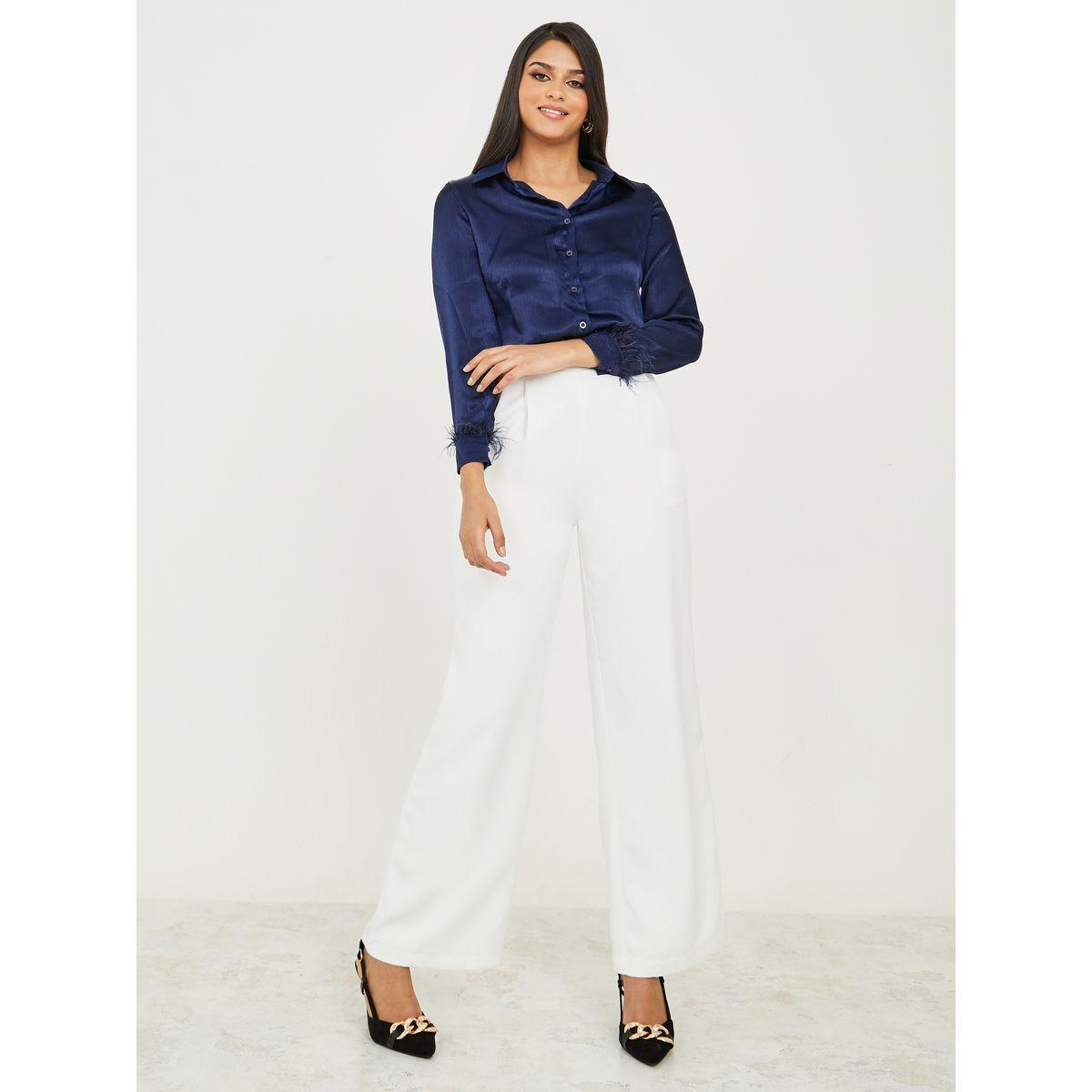 Styli Faux Feather Detail Textured Shirt-women-clothing-shirtsandblouses-shirts-image-2
