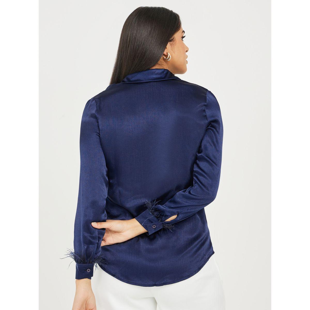 بلوزة كاجوال مزينة بريش صناعي-women-clothing-shirtsandblouses-shirts-image-5