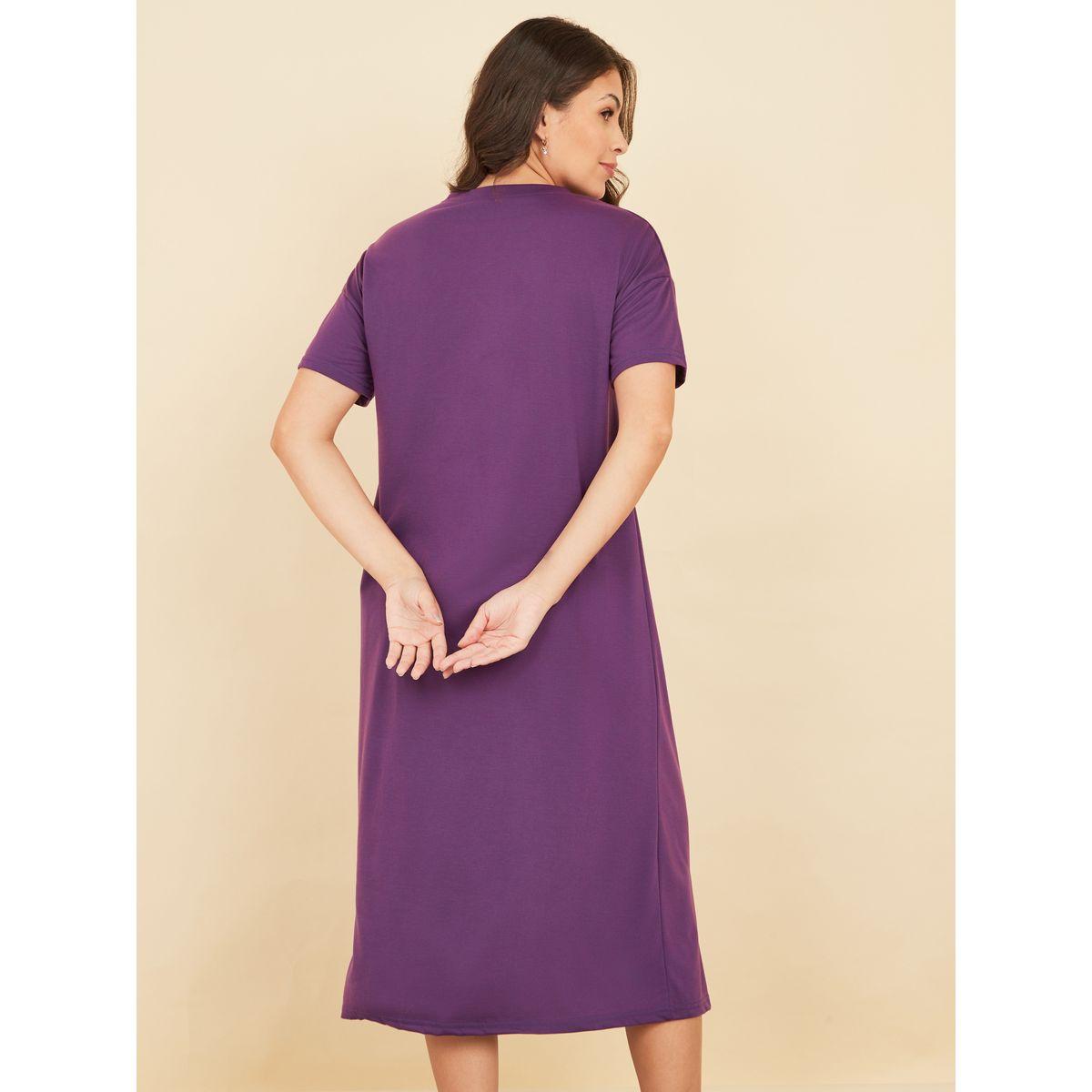 Styli Unwind Don't Worry, Be Happy Slogan Print Sleep T-shirt Midi Dress-women-clothing-nightwear-nighties-image-5
