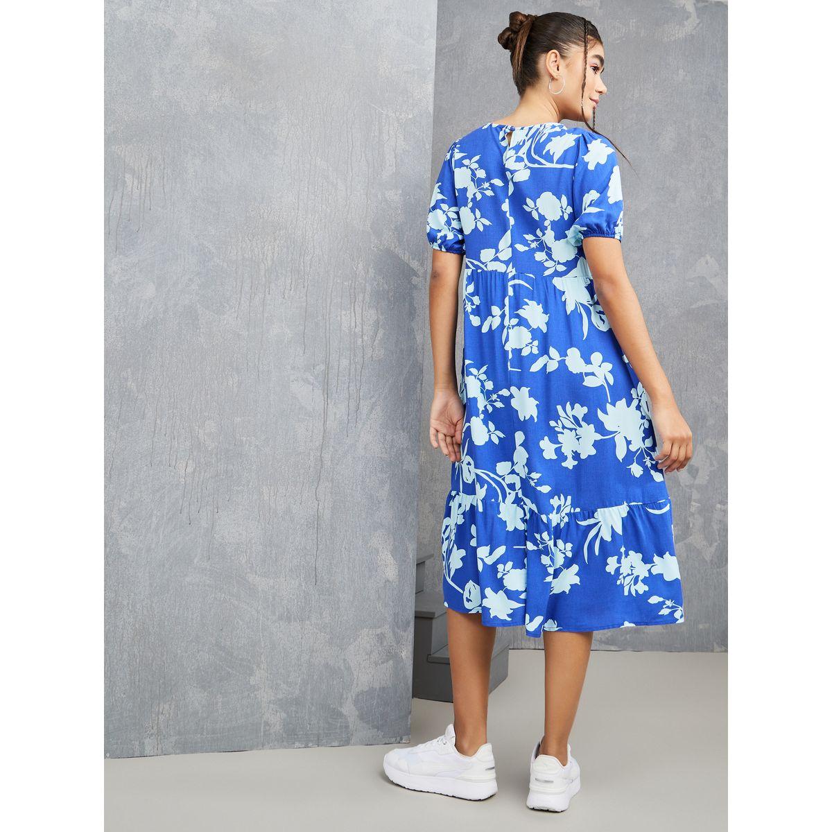 Styli Short Sleeves Floral Print Ruffle Hem Midi Dress-women-clothing-dresses-image-4