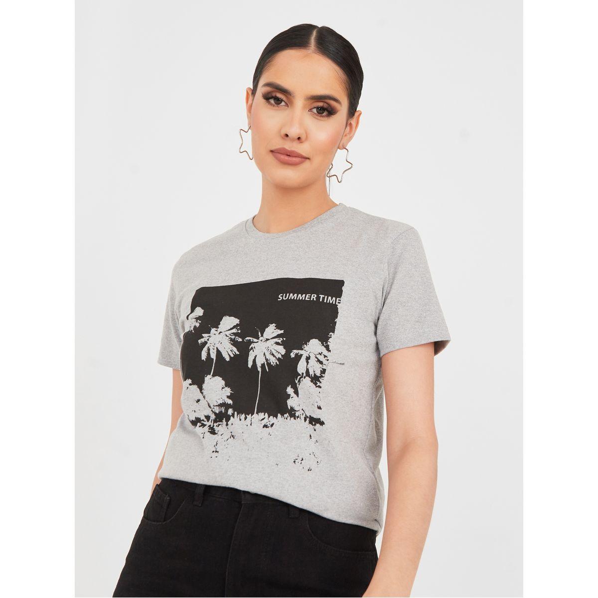 Styli Regular Fit Summer Time Graphic Print T-shirt-women-clothing-tshirts-image-1