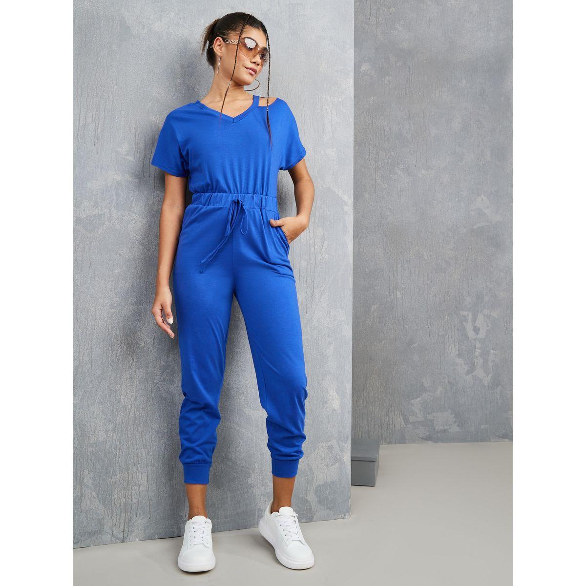 Styli Short Sleeves V Neck Cut Out Shoulder Jumpsuit-women-clothing-jumpsuits-image-2