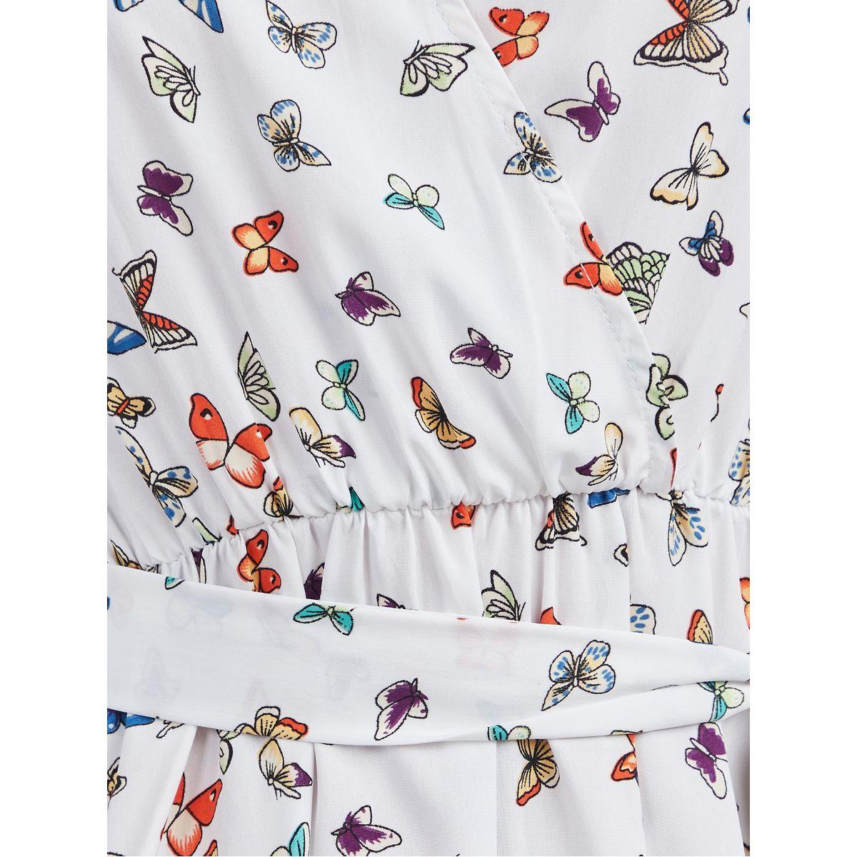 Styli Frill Cuff Sleeve Butterfly Print A-Line Midi Dress-women-clothing-dresses-image-3