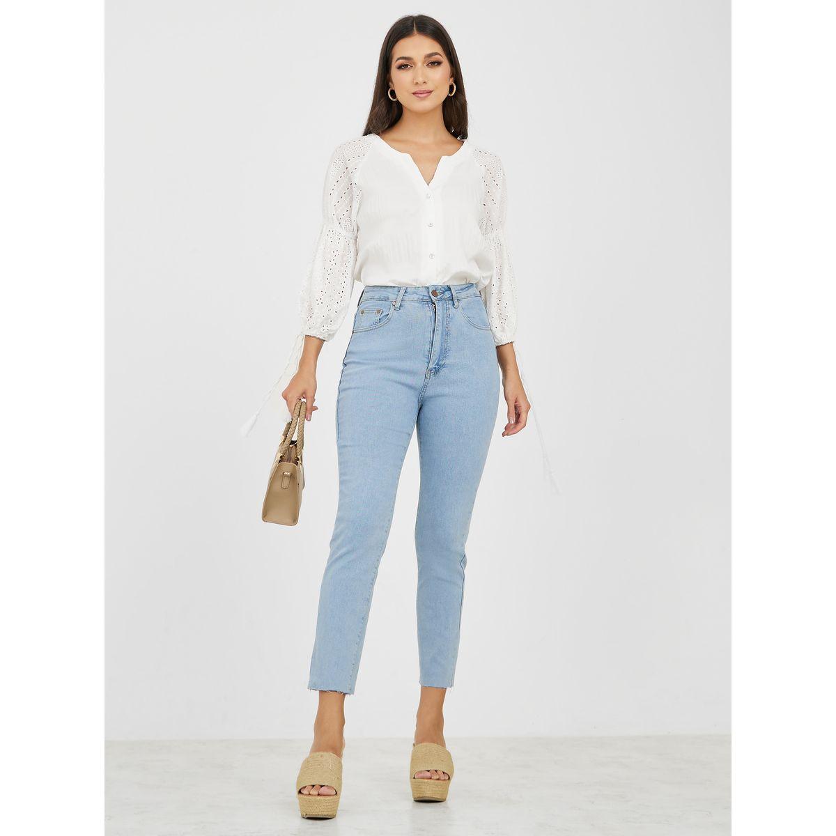 جينز ضيق قصير بحواف ممزقة-women-clothing-bottoms-jeans-image-1