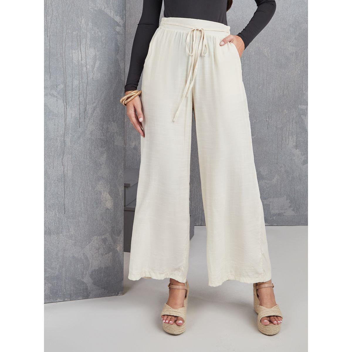 Styli Solid Wide Leg Tie Front Pants-women-clothing-bottoms-trousers-image-1