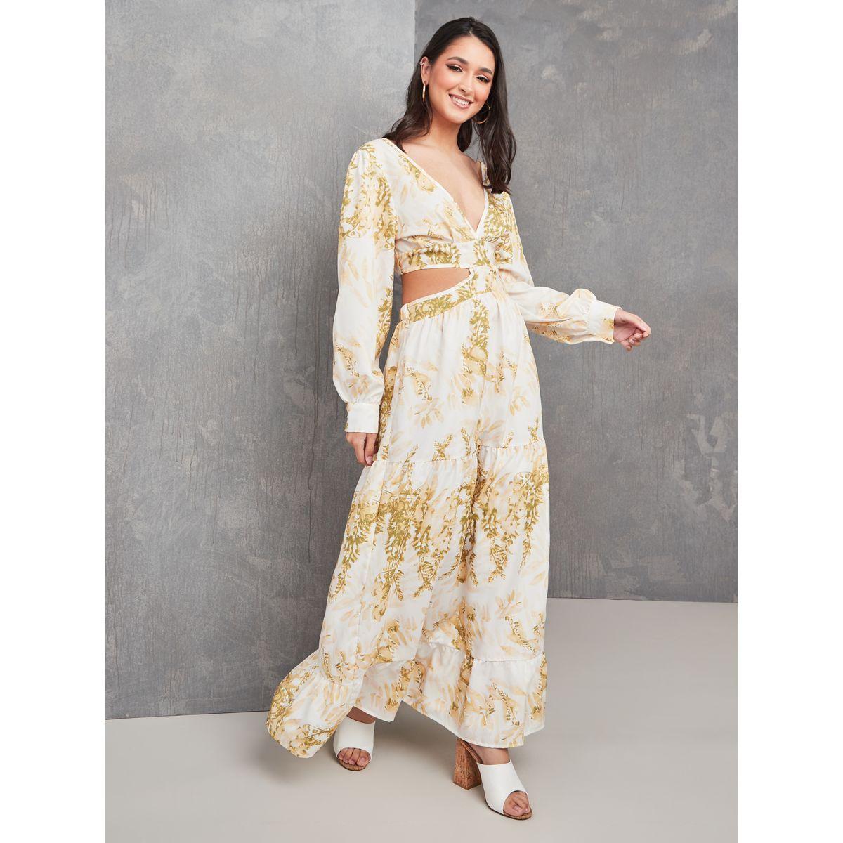 Styli Cut-Out Waist Plunge Neck A-Line Maxi Dress-women-clothing-dresses-image-1