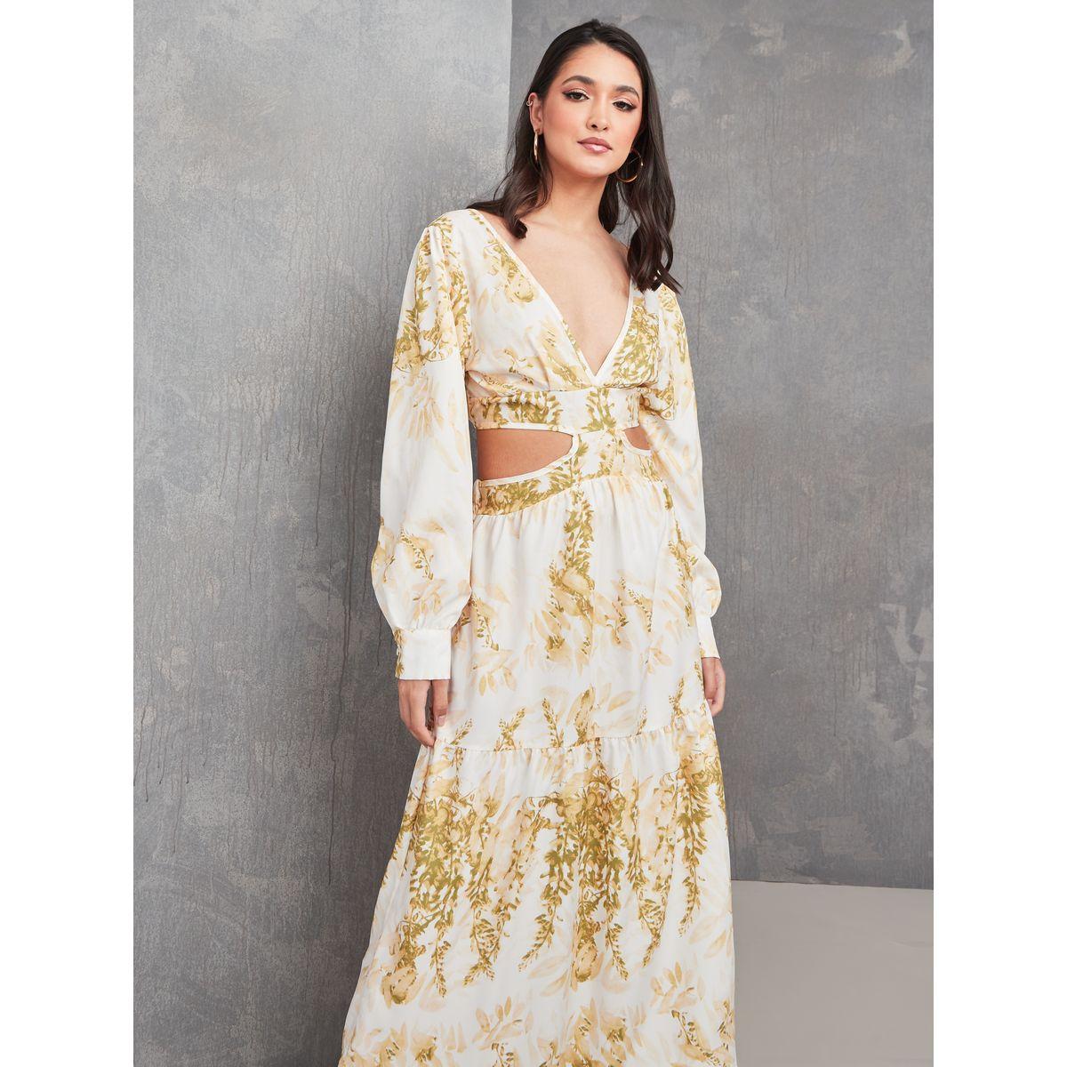 Styli Cut-Out Waist Plunge Neck A-Line Maxi Dress-women-clothing-dresses-image-2