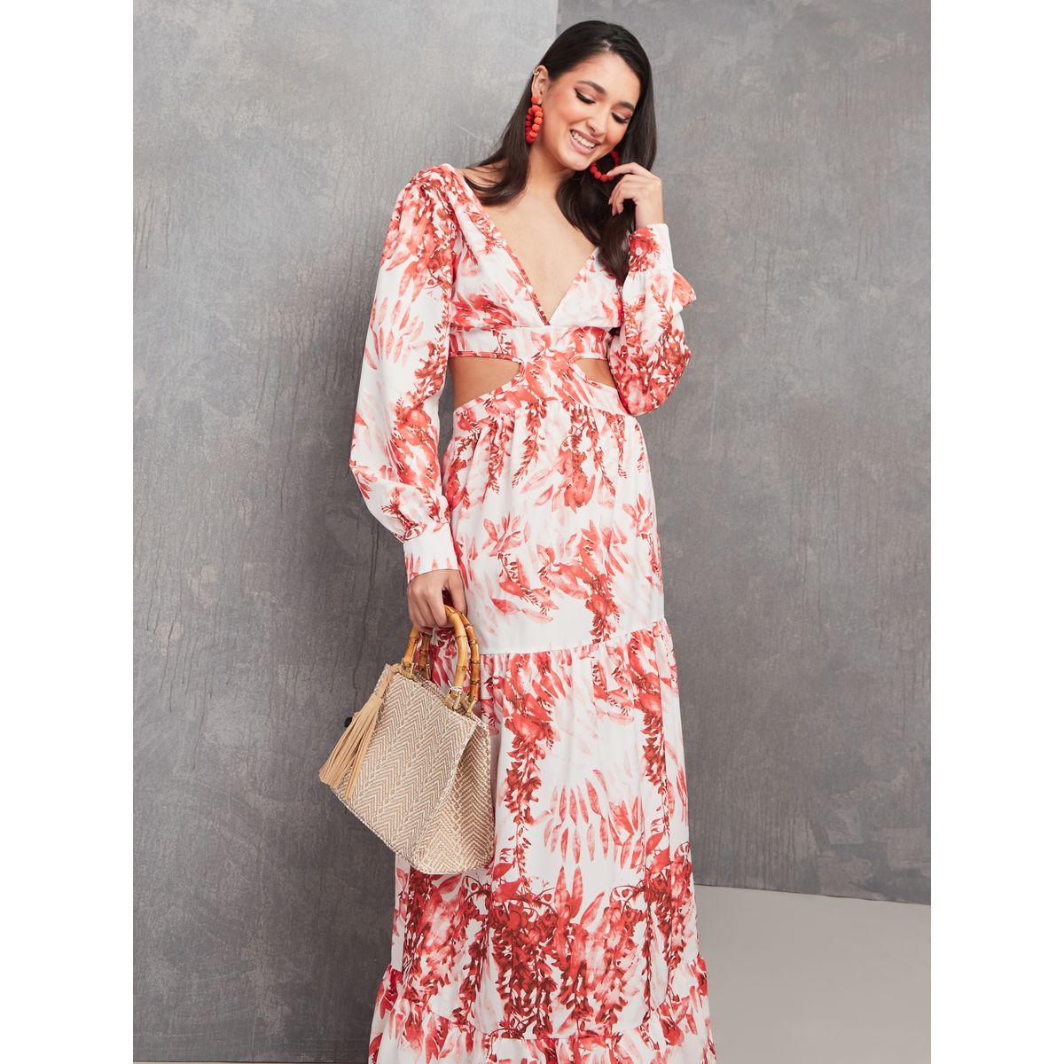 Styli Cut-Out Waist Plunge Neck A-Line Maxi Dress-women-clothing-dresses-image-2