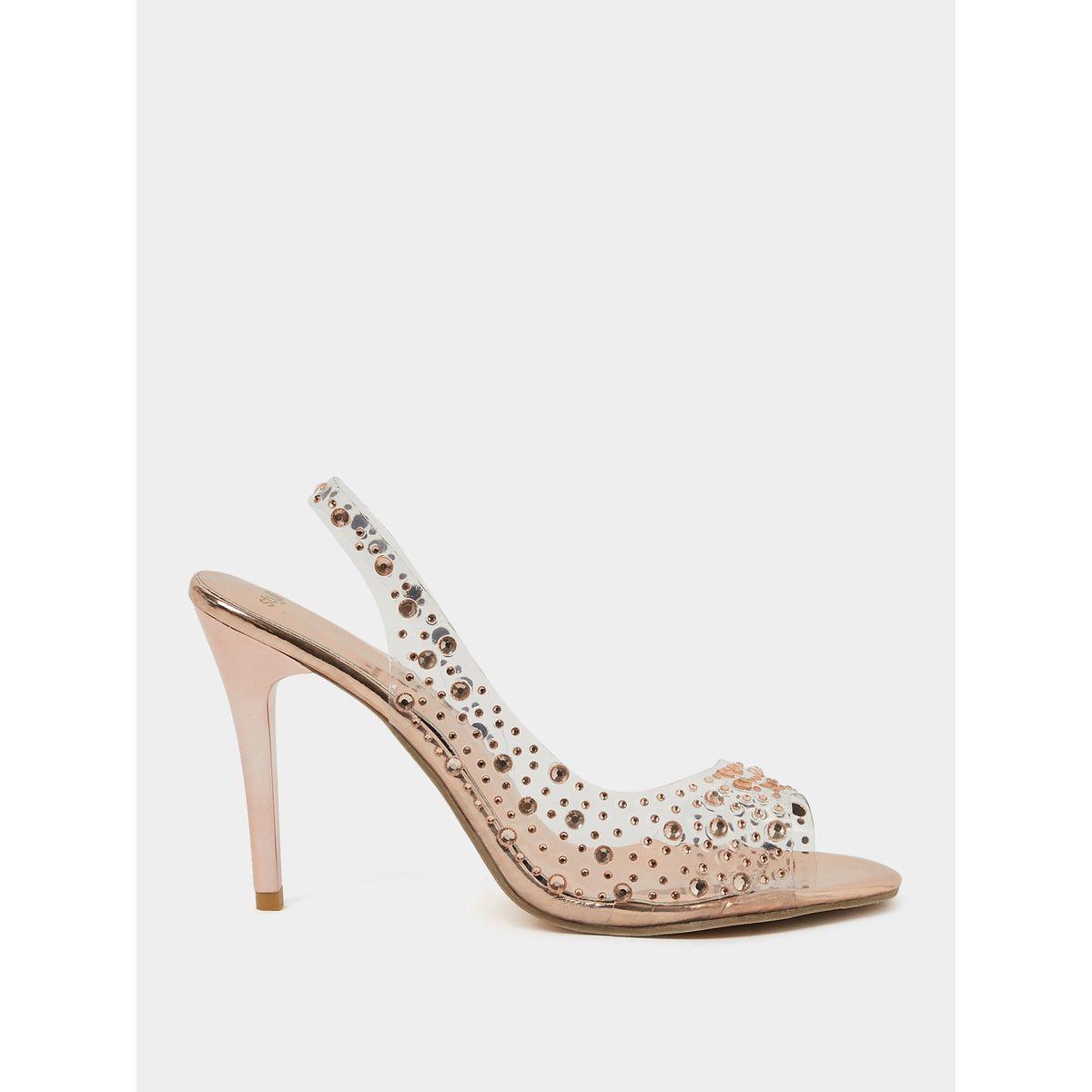 Styli Crystal Stud Clear Strap Sling Back Sandal with Stilettos Heels -women-shoes-heels-image-2