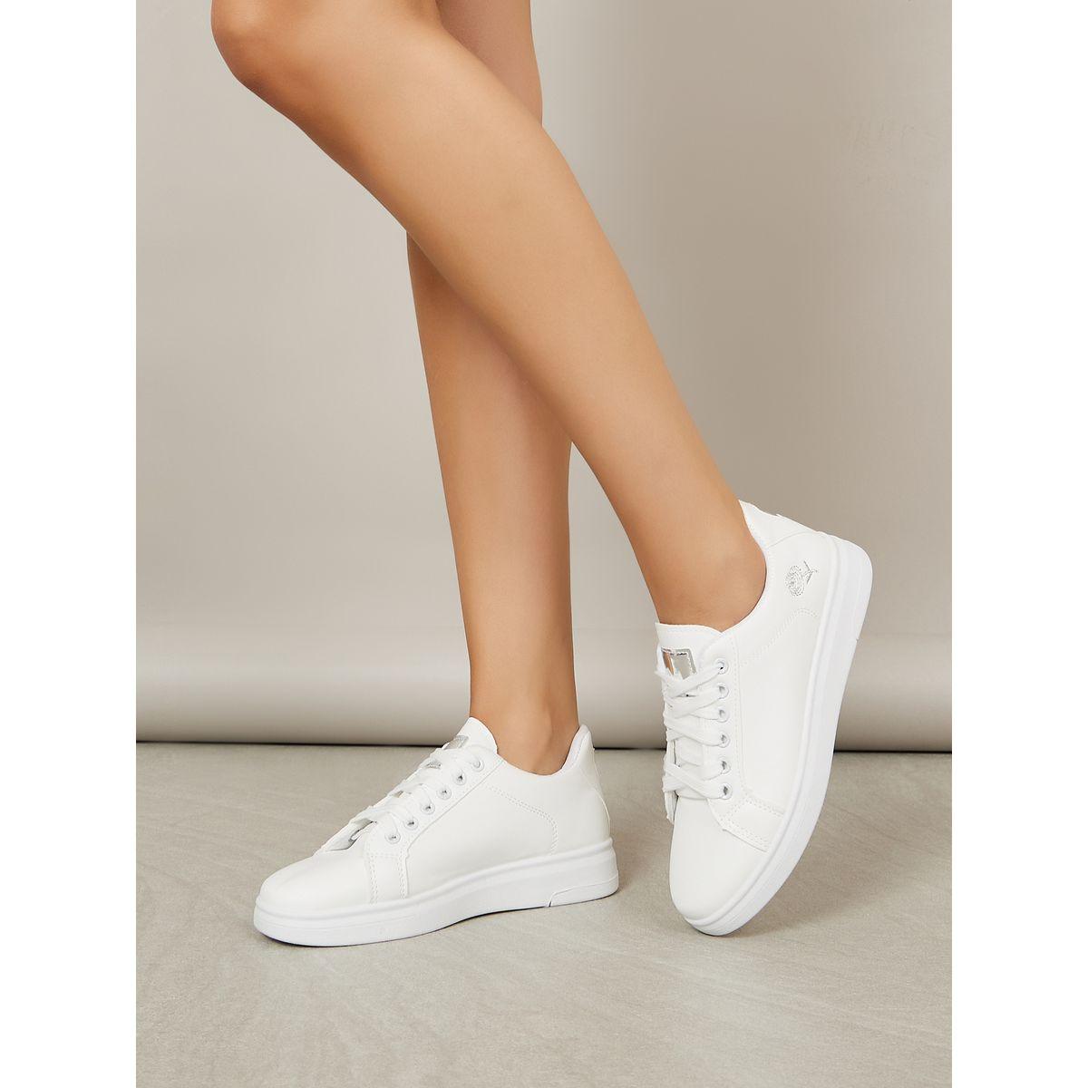 Styli Embroidered Rose Lace Up Sneakers-women-shoes-sneakers-image-1