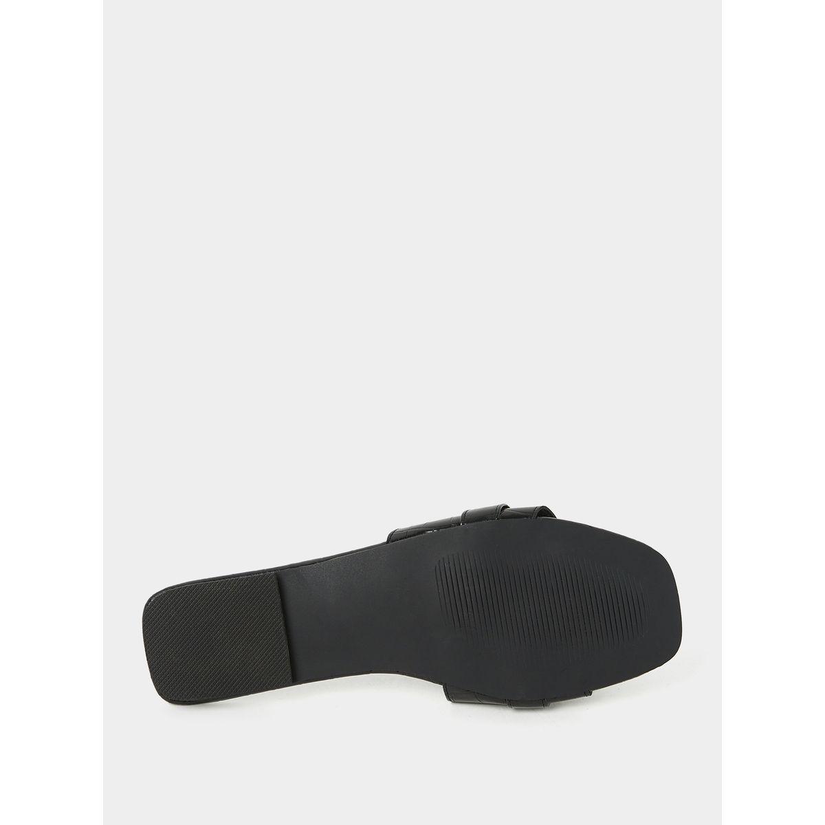 Styli Croc Print Flat Sandals with Gold Link Detail-women-shoes-sandals-flats-image-7