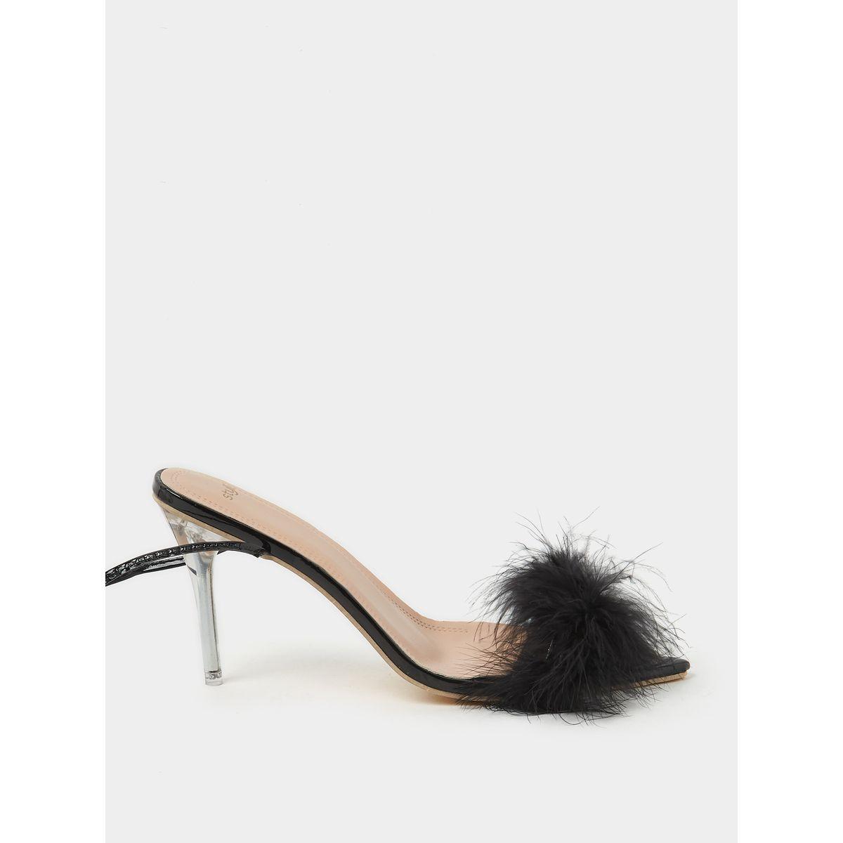 Styli Faux Feather Strap Stiletto Sandals-women-shoes-heels-image-1