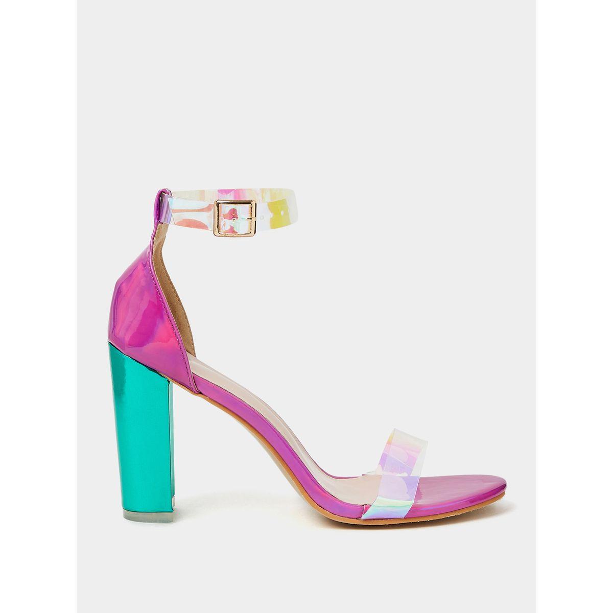 Styli Iridescent Strap Block Heel Sandals-women-shoes-heels-image-1