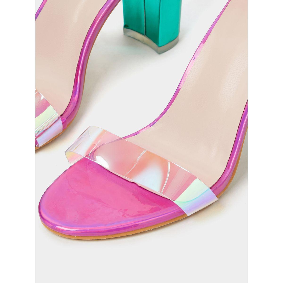 Styli Iridescent Strap Block Heel Sandals-women-shoes-heels-image-3