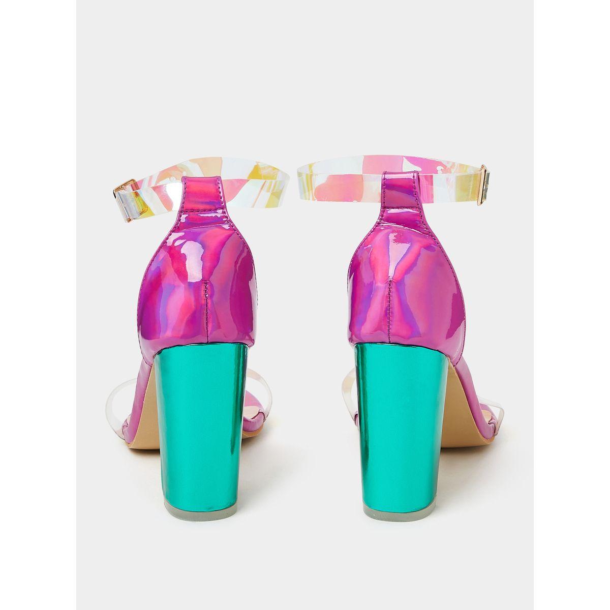 Styli Iridescent Strap Block Heel Sandals-women-shoes-heels-image-4