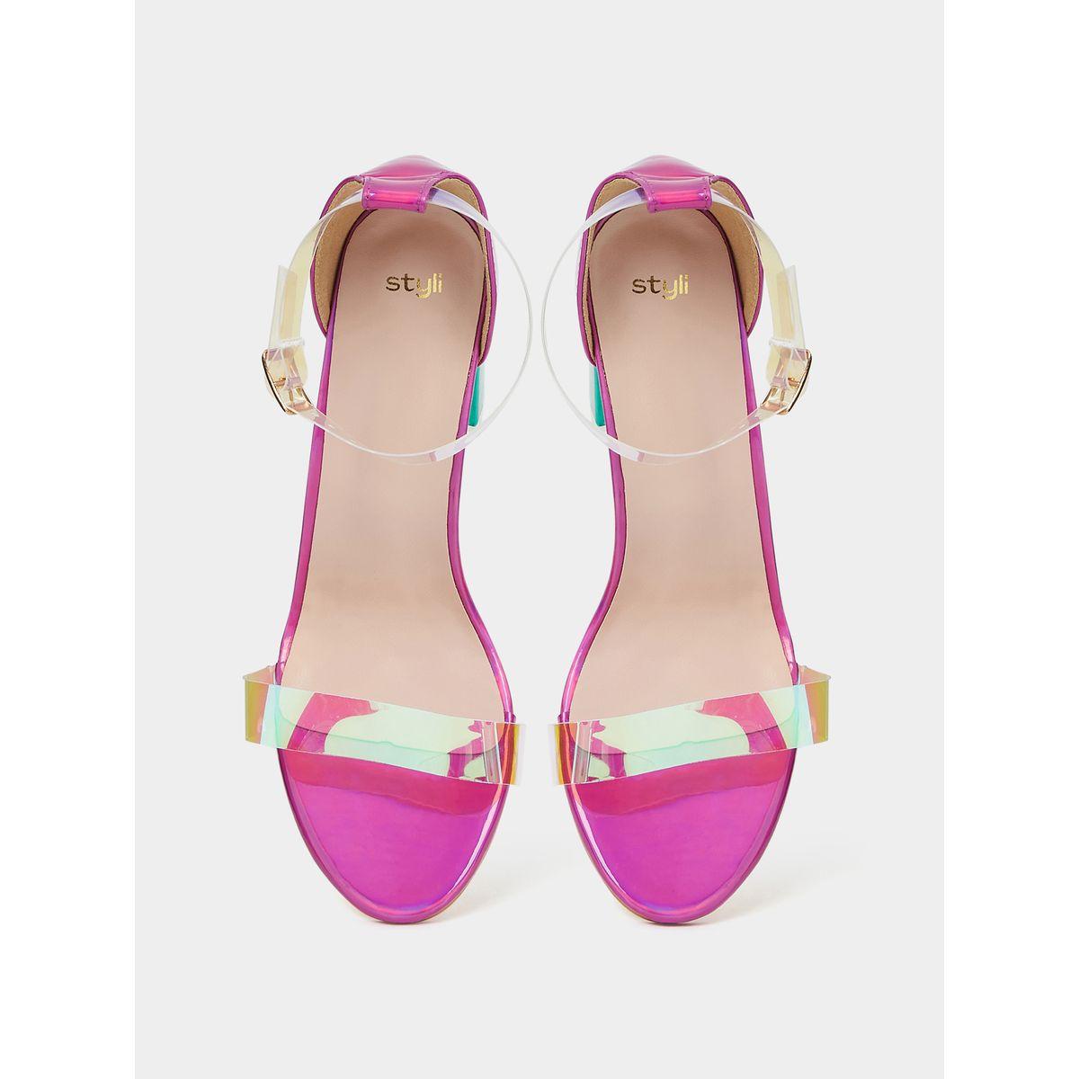 Styli Iridescent Strap Block Heel Sandals-women-shoes-heels-image-5