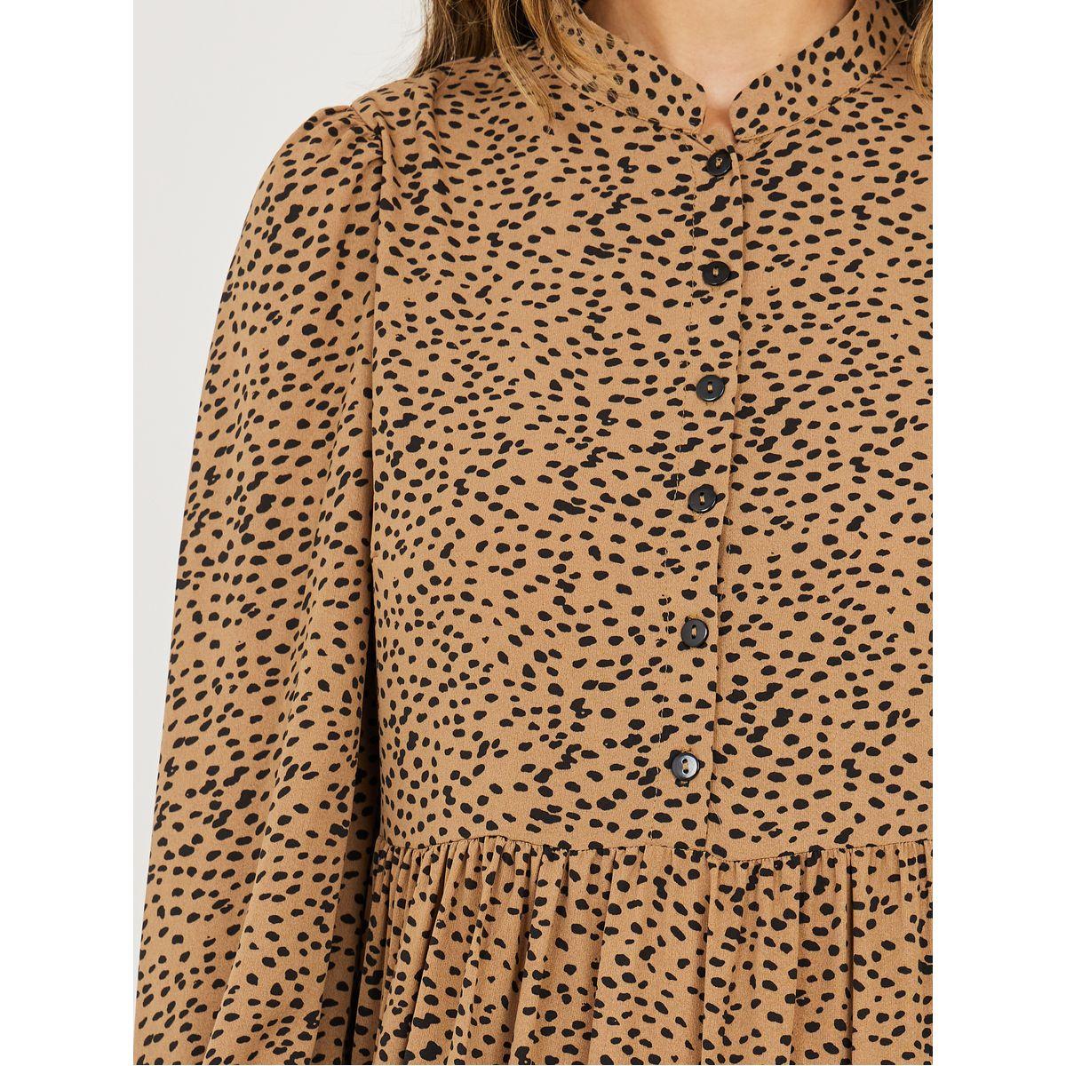 Styli Volume Sleeve Animal Print Smock Maxi Dress-women-clothing-dresses-image-3