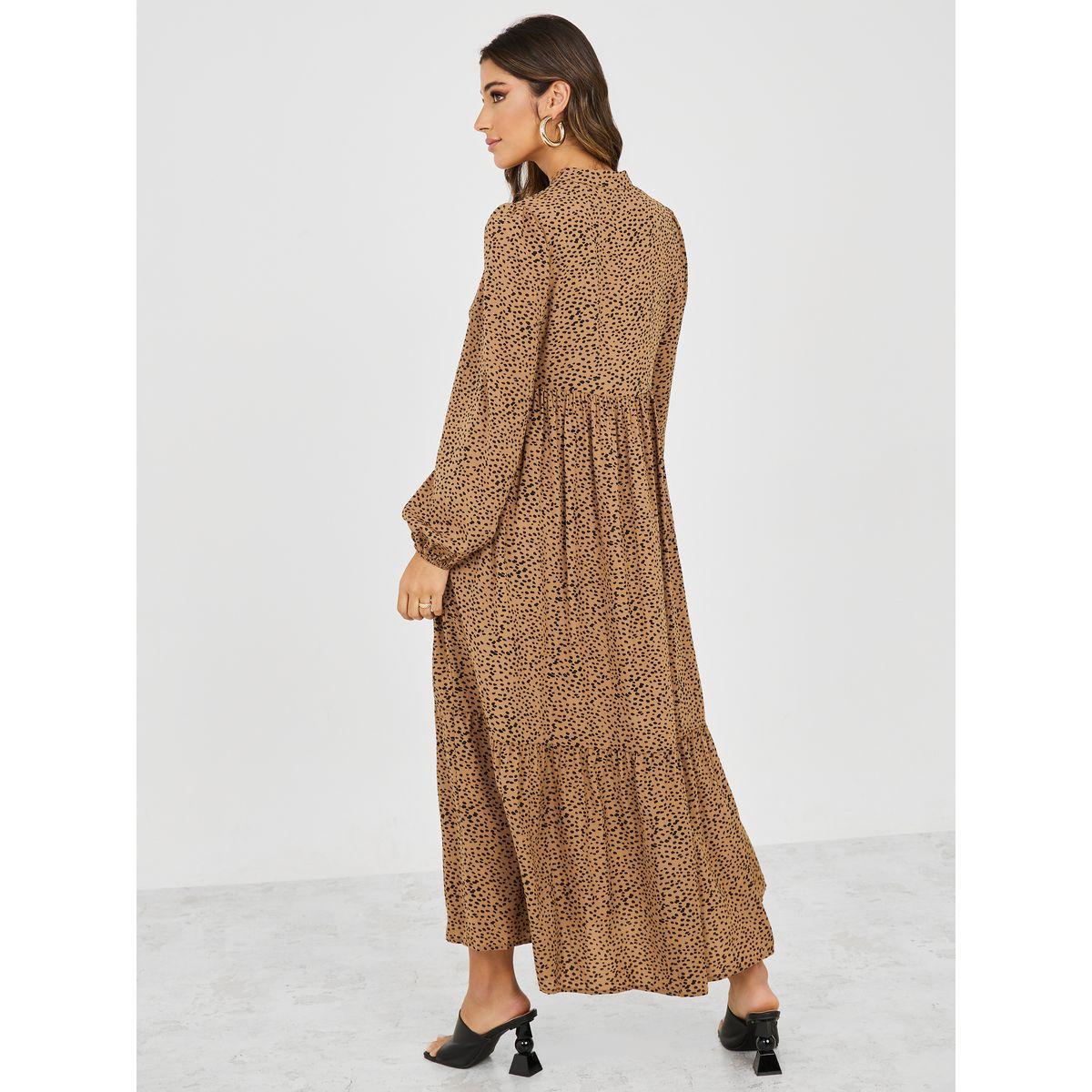Styli Volume Sleeve Animal Print Smock Maxi Dress-women-clothing-dresses-image-4