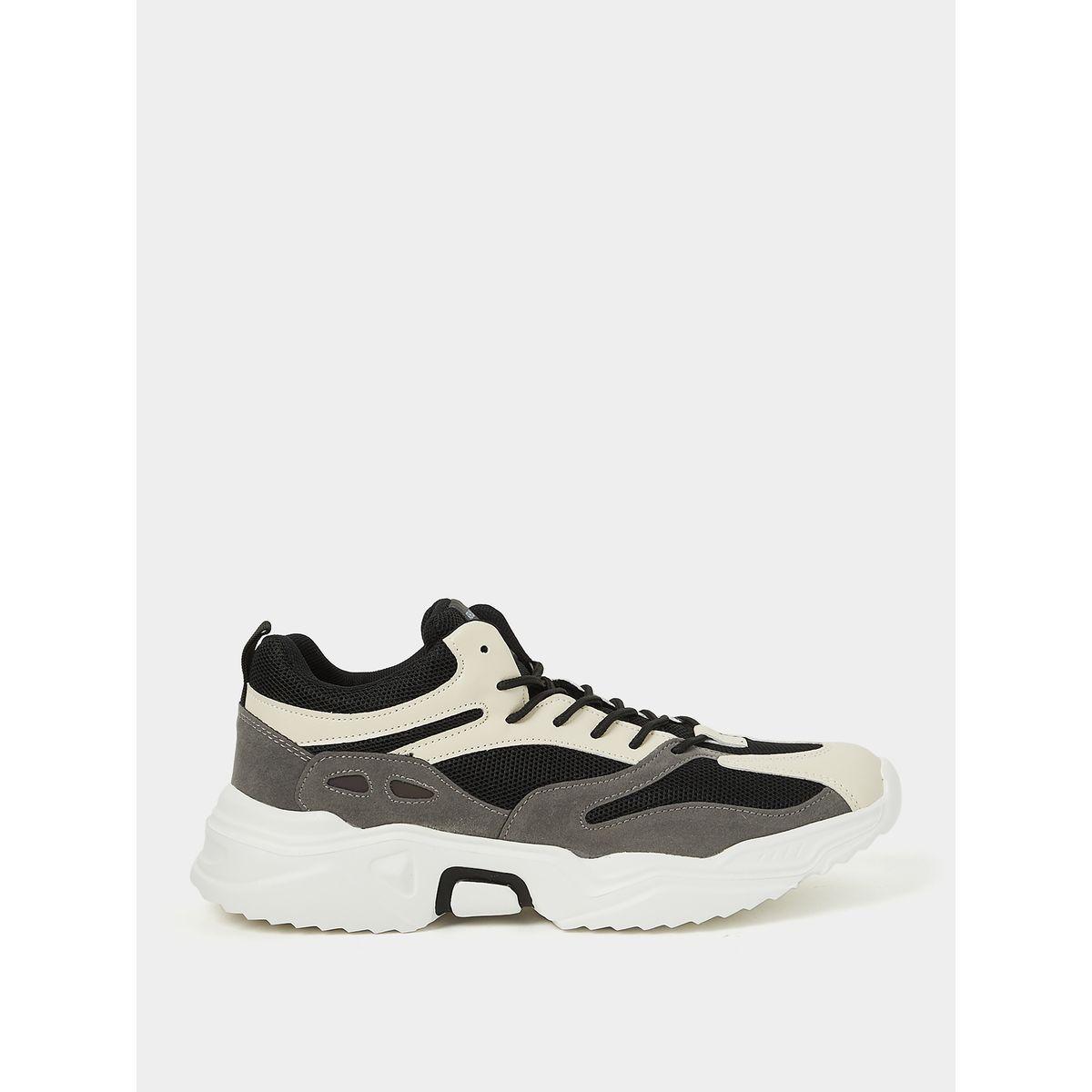 Styli Textured Lace-Up Chunky Sneakers with Pull Tab-men-shoes-sneakers-image-1
