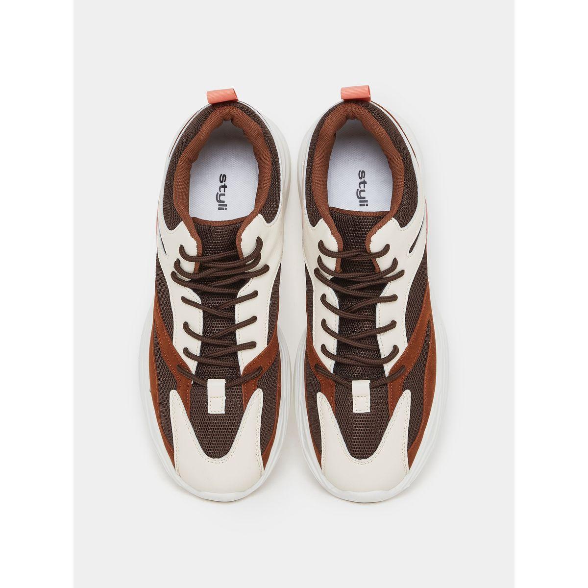 Styli Textured Lace-Up Chunky Sneakers with Pull Tab-men-shoes-sneakers-image-5