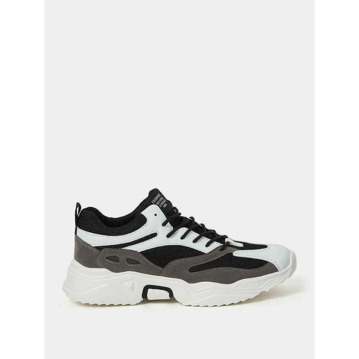 Styli Textured Lace-Up Chunky Sneakers with Pull Tab-men-shoes-sneakers-image-1