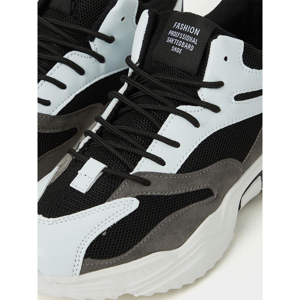 Styli Textured Lace-Up Chunky Sneakers with Pull Tab-men-shoes-sneakers-image-3