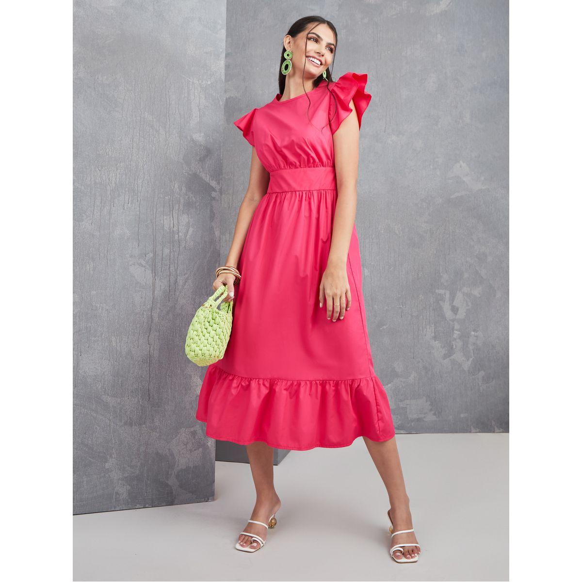 Styli Ruffle Sleeve A-Line Midi Dress-women-clothing-dresses-image-1