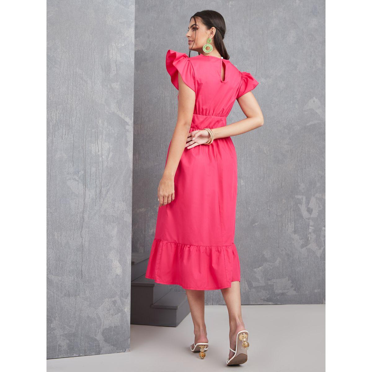 فستان ميدي بأكمام مكشكشة-women-clothing-dresses-image-4