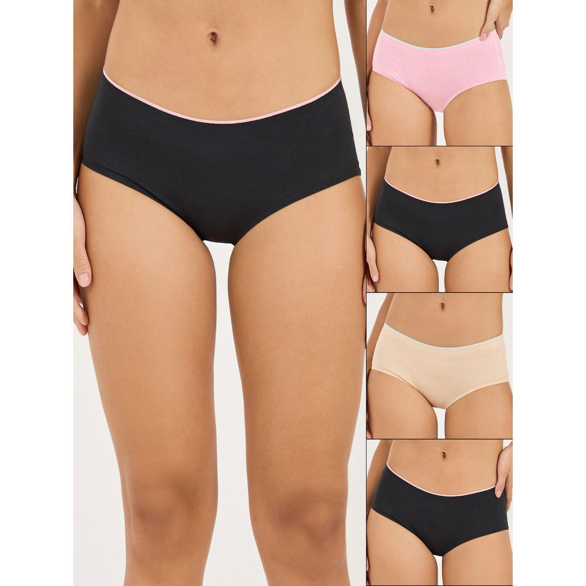 Styli Pack of 4 - Cotton Contrast Bonded Elastic Shorts-women-clothing-lingerie-panties-image-1