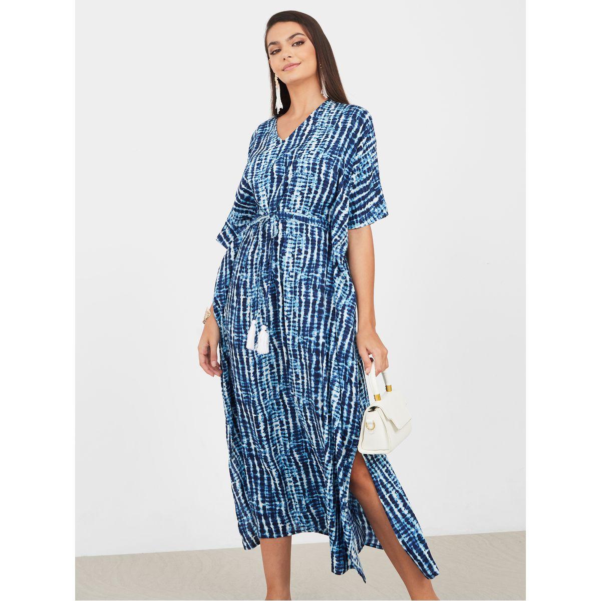 Styli Tie and Dye Print Kaftan Midi Dress-women-clothing-dresses-image-1