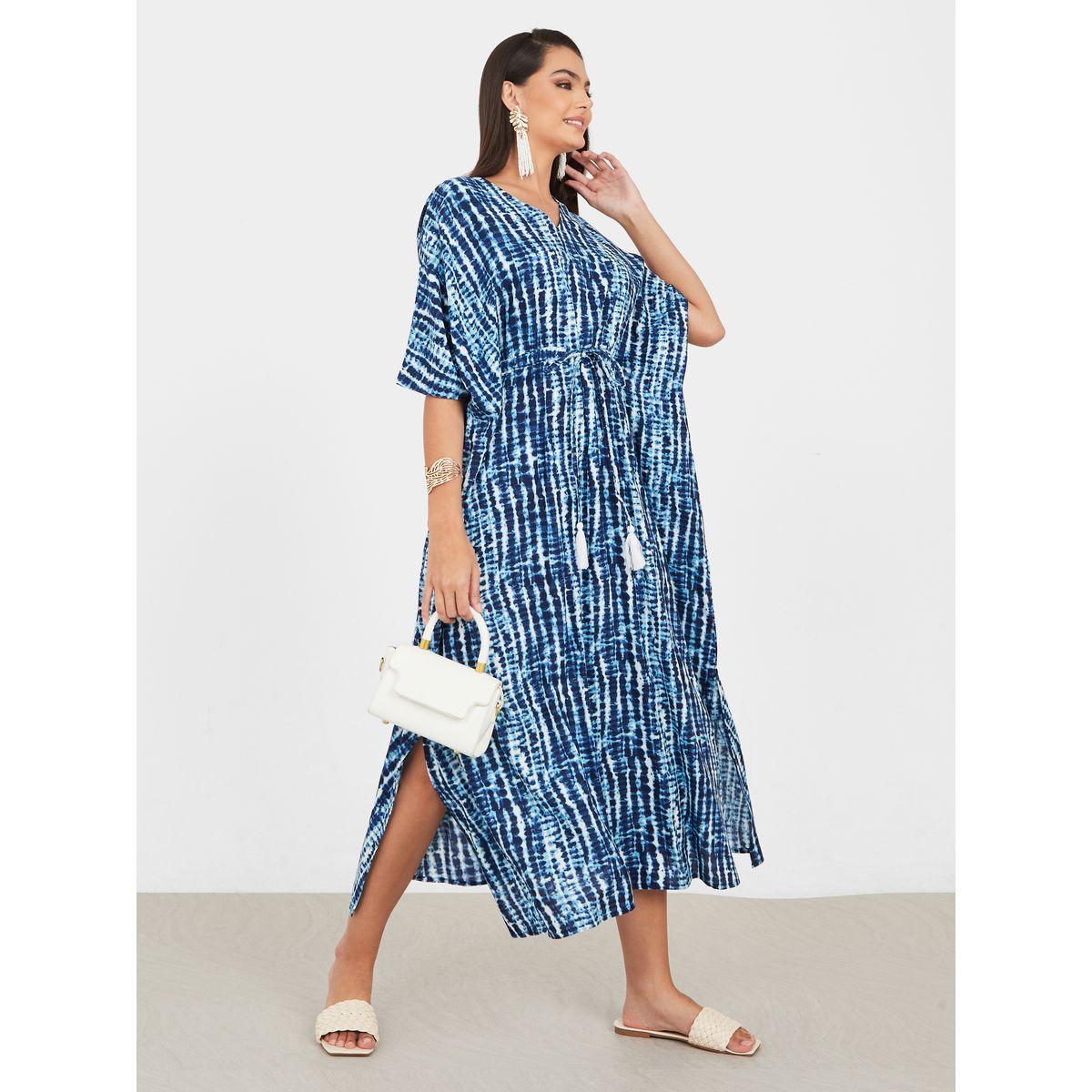 Styli Tie and Dye Print Kaftan Midi Dress-women-clothing-dresses-image-2