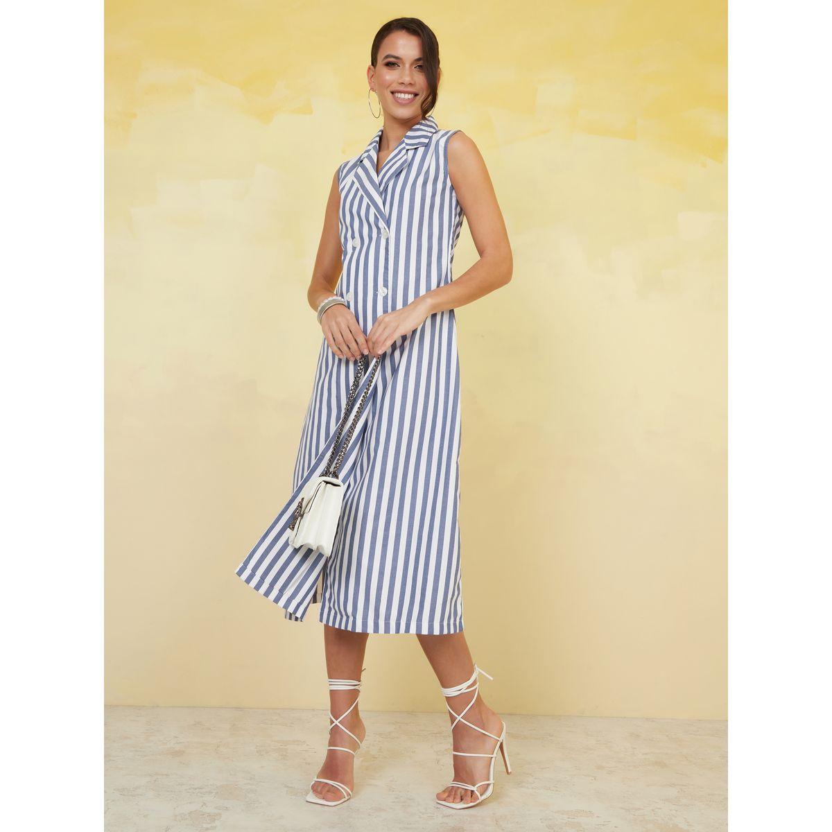 Styli Striped Sleeveless Notch Neck Midi Dress-women-clothing-dresses-image-1