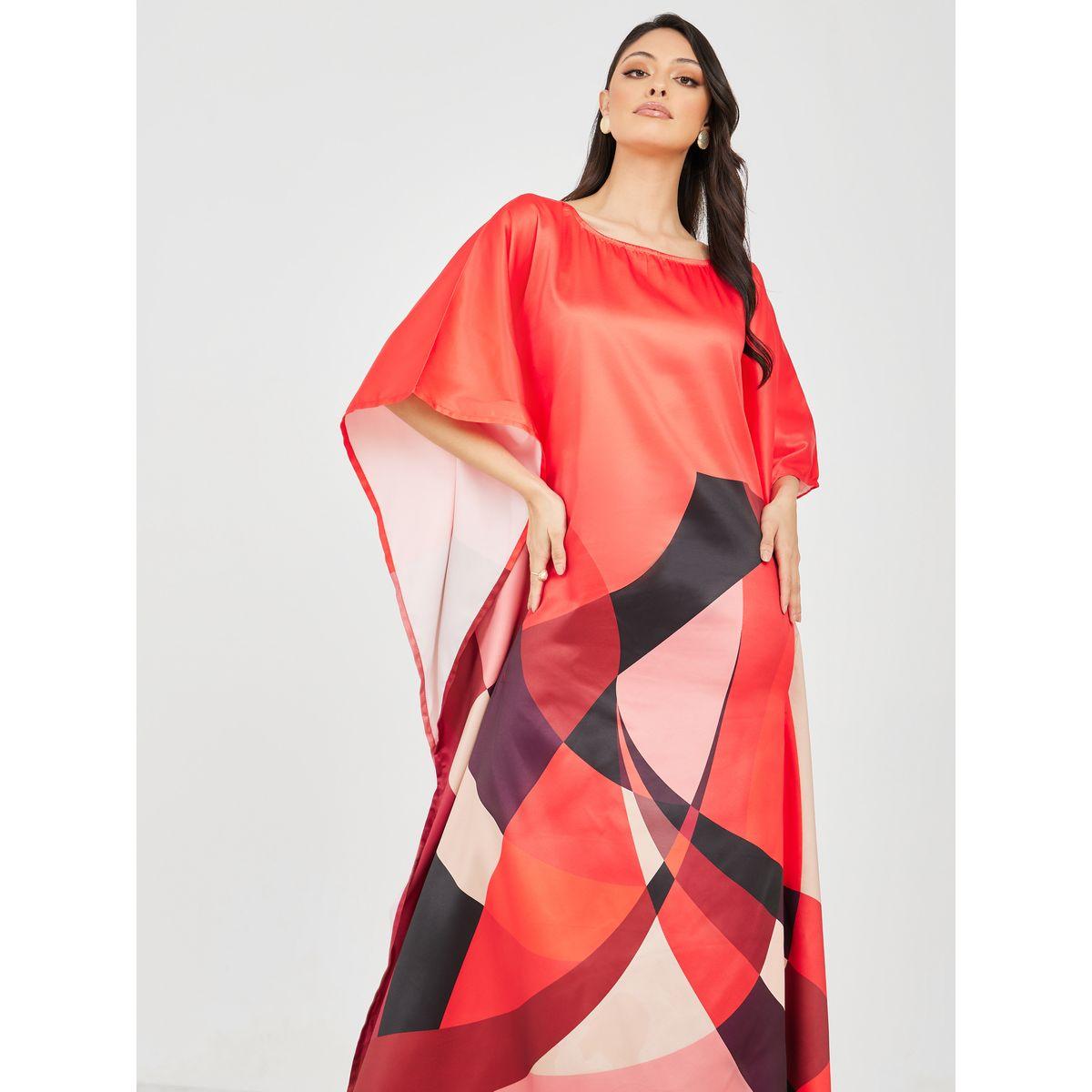 Styli Abstract Print Kaftan Maxi Dress-women-clothing-dresses-image-1