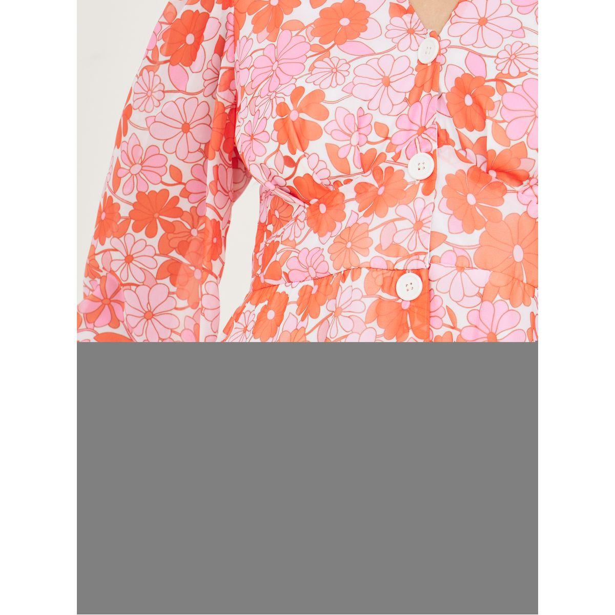 فستان قصير مطبع بزهور وأزرار-women-clothing-dresses-image-3