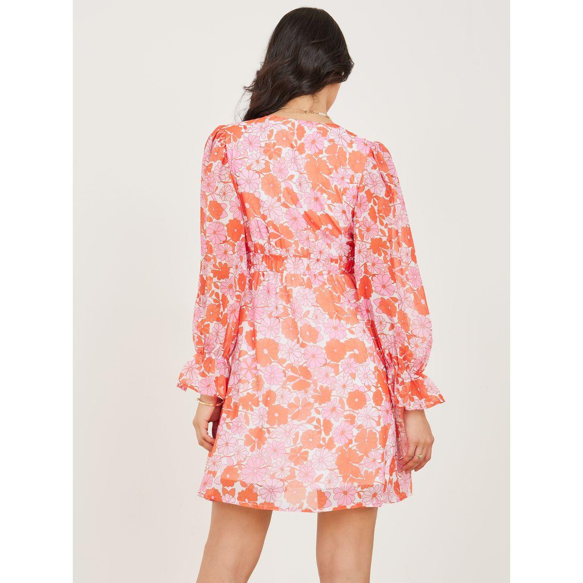 فستان قصير مطبع بزهور وأزرار-women-clothing-dresses-image-4