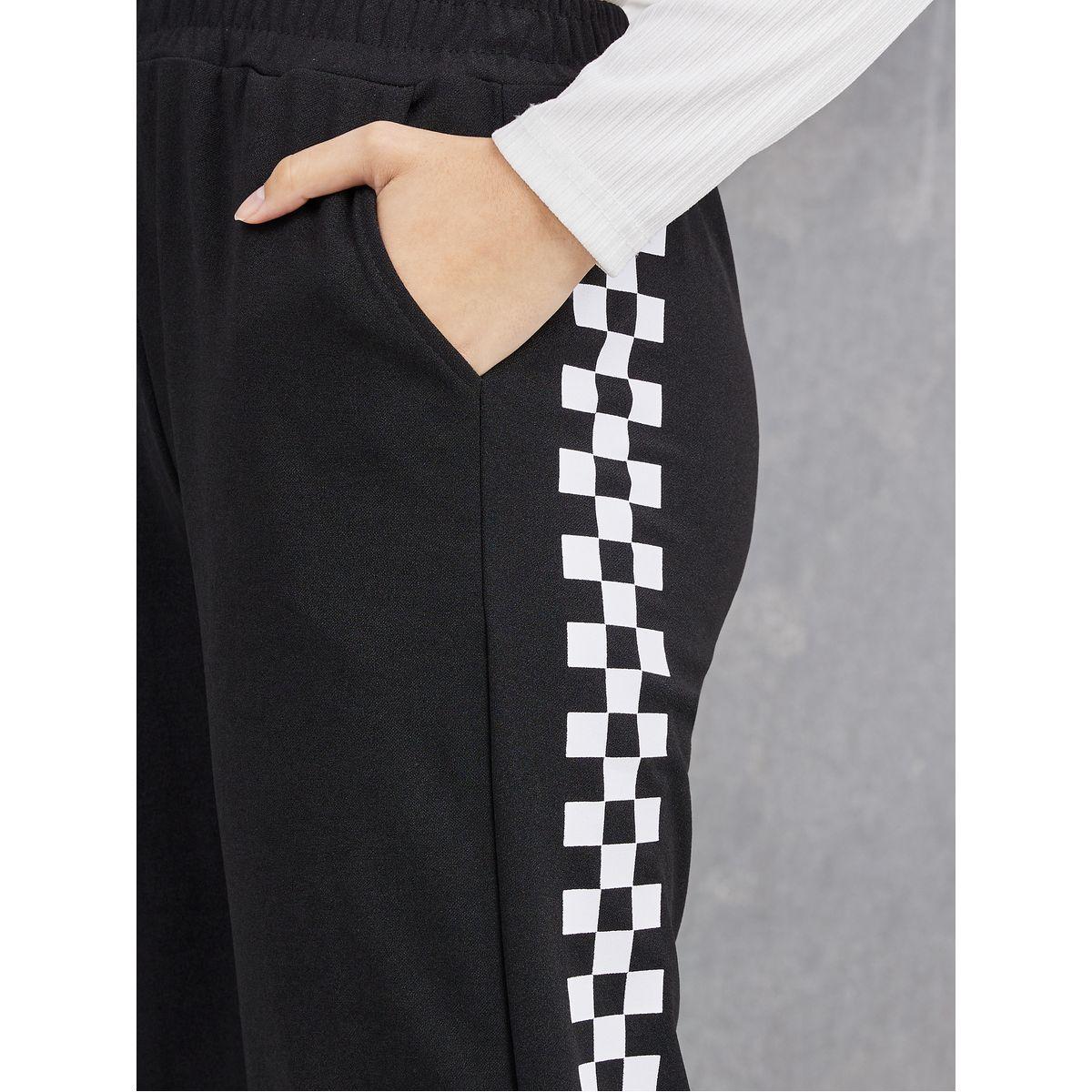 Styli Side Checked Tape Wide Leg Joggers-women-clothing-bottoms-joggers-image-3