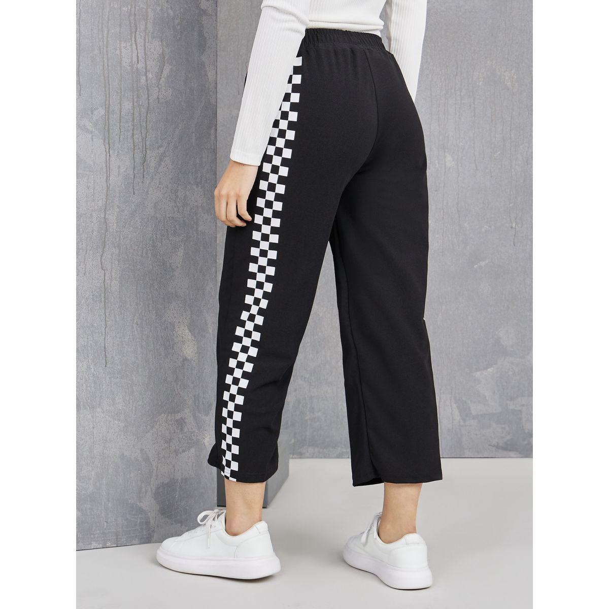 Styli Side Checked Tape Wide Leg Joggers-women-clothing-bottoms-joggers-image-4