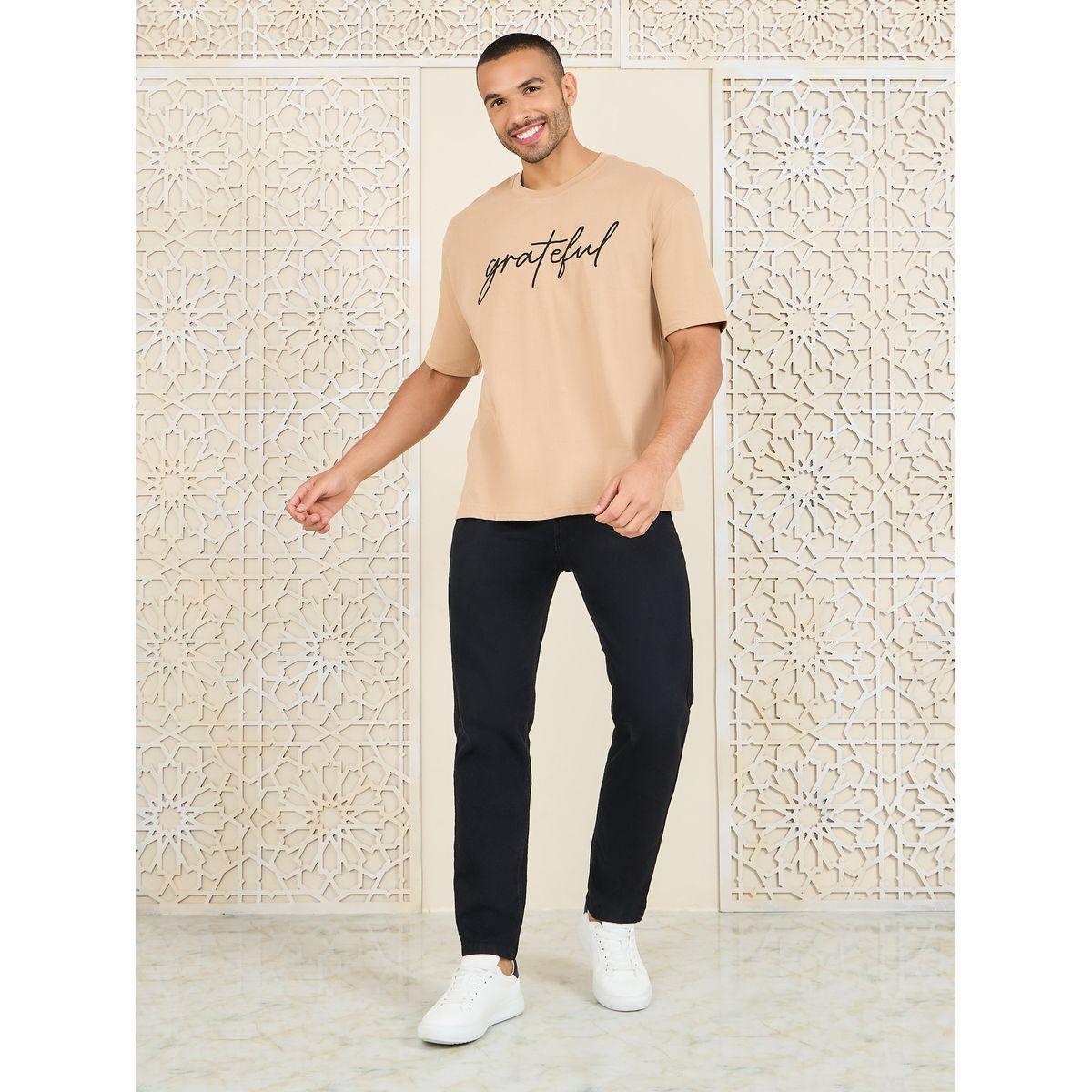 تيشيرت واسع مطبع بكتابة-men-clothing-tshirtsandpolos-tshirts-image-2