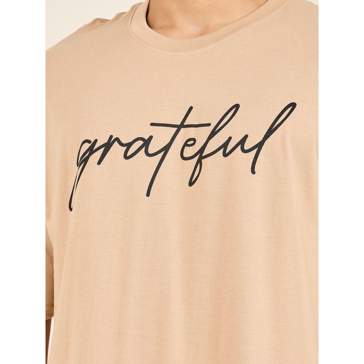 Styli Oversized Grateful Chest Text Print T-Shirt-men-clothing-tshirtsandpolos-tshirts-image-3