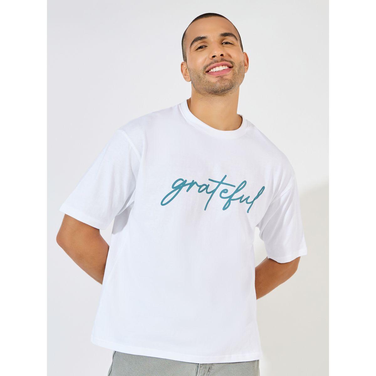 Styli Oversized Grateful Text Print T-Shirt-men-clothing-tshirtsandpolos-tshirts-image-1
