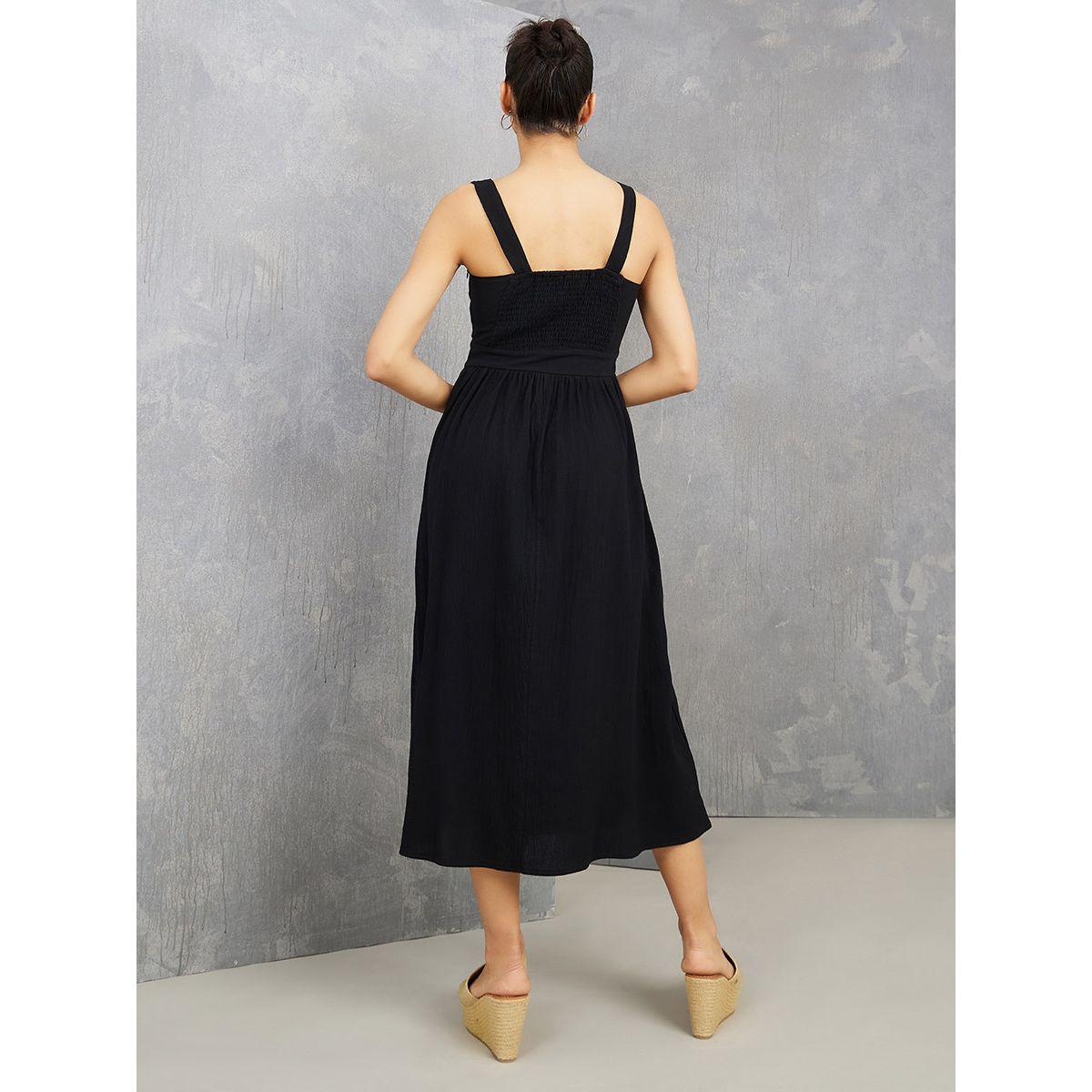 فستان ميدي بحمالات وياقة واسعة-women-clothing-dresses-image-4