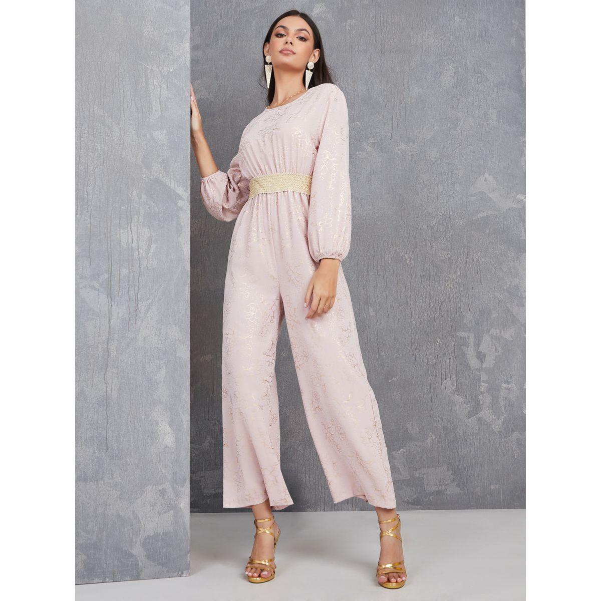 Styli Foil Print Embroidered Detail Straight Leg Jumpsuit-women-clothing-jumpsuits-image-1