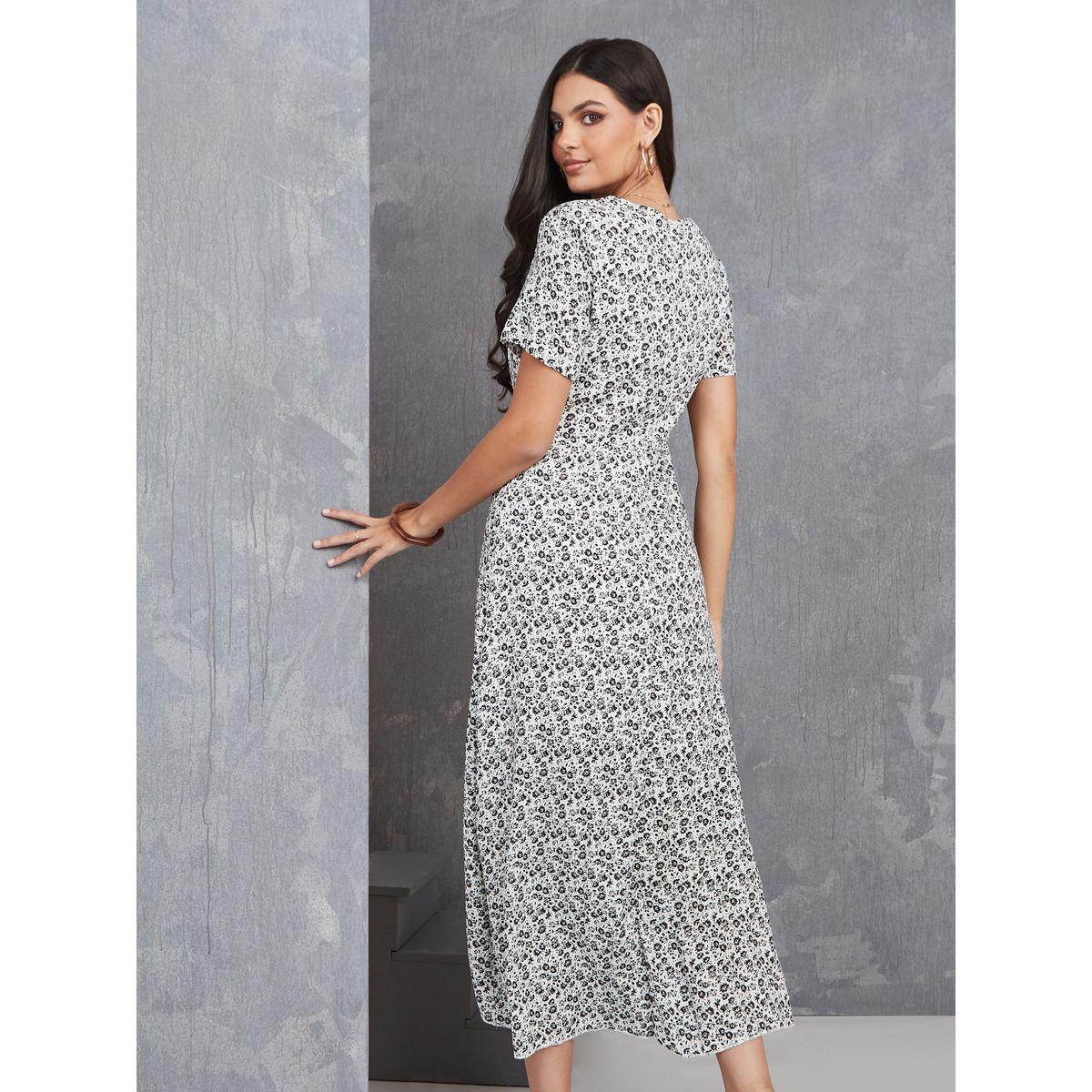 Styli Floral Print A-Line Midi Dress with Button Detail-women-clothing-dresses-image-4