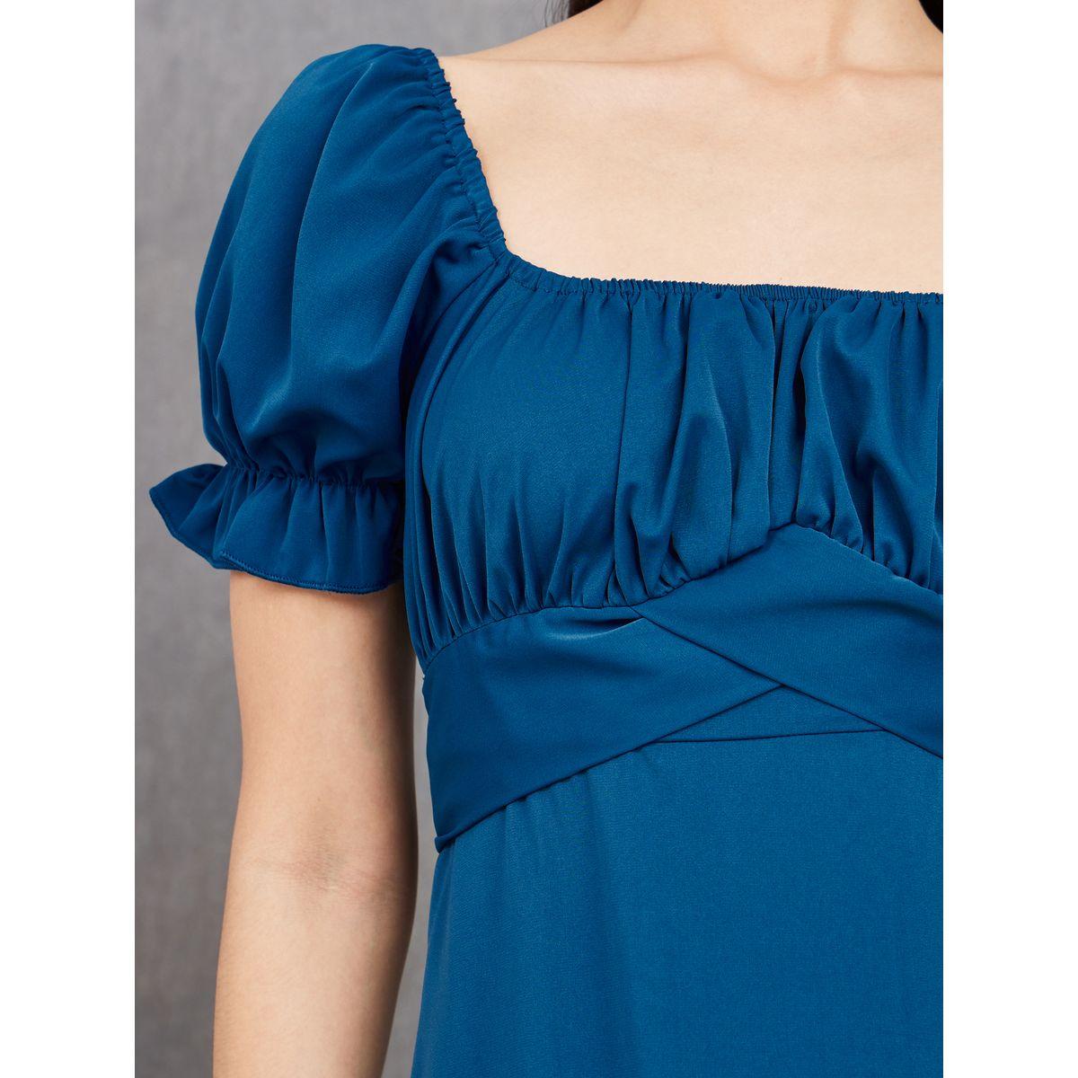 فستان ميدي سادة بأكمام منفوشة-women-clothing-dresses-image-3