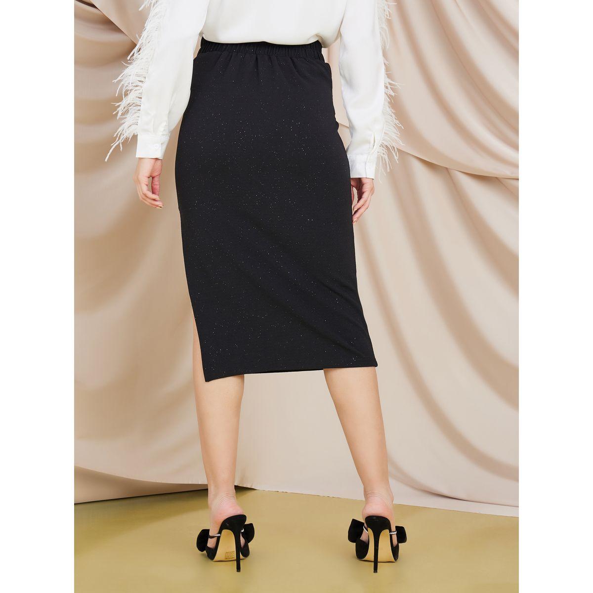 Styli Shimmer Side Slit Pencil Skirt-women-clothing-bottoms-skirts-image-4