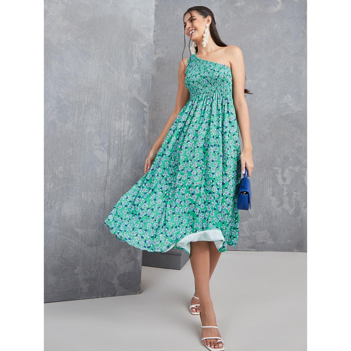 Styli One Shoulder Ditsy Floral A-Line Midi Dress-women-clothing-dresses-image-2